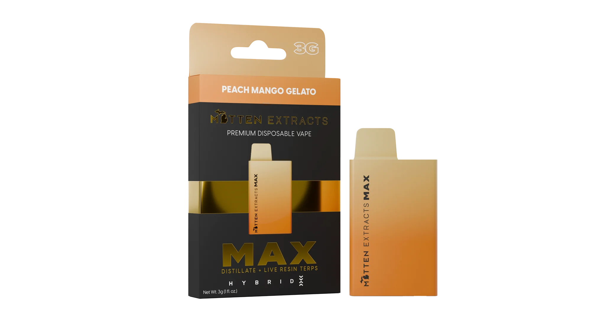 mitten extracts max disposable peach mango gelato 3g (hybrid) mitten extracts max disposable peach mango gelato 3g (hybrid)