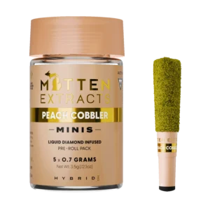 mitten extracts minis infused pre rolls 3.5g 5 pack peach cobbler