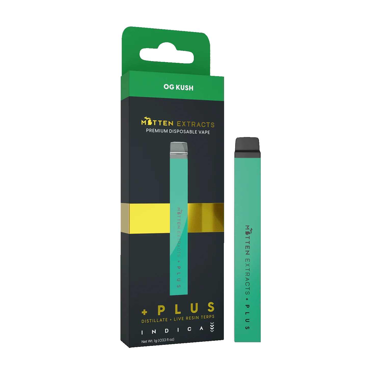 mitten extracts + plus disposable og kush 1g (indica) mitten extracts + plus disposable og kush 1g (indica)